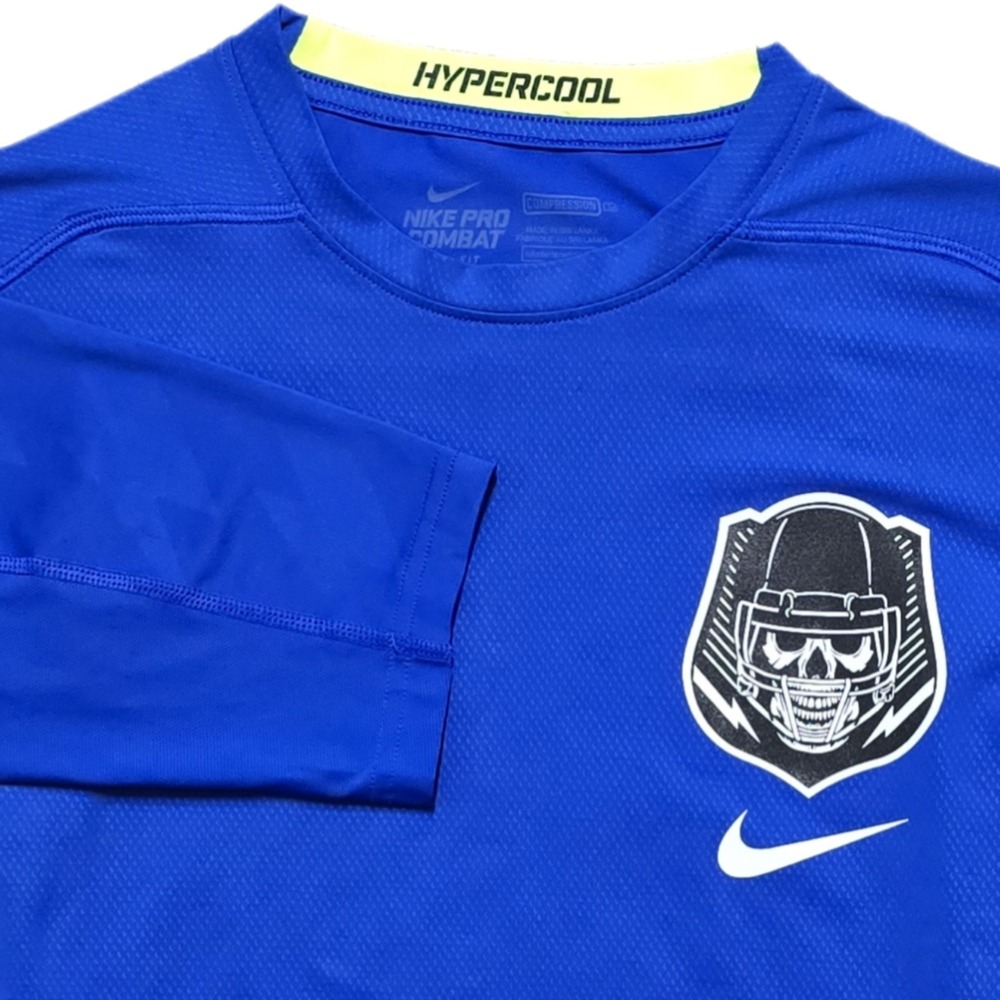 Nike Pro Combat Hypercool 3.0 Compression Half Sleeve Shirt Mens L Blue Skull